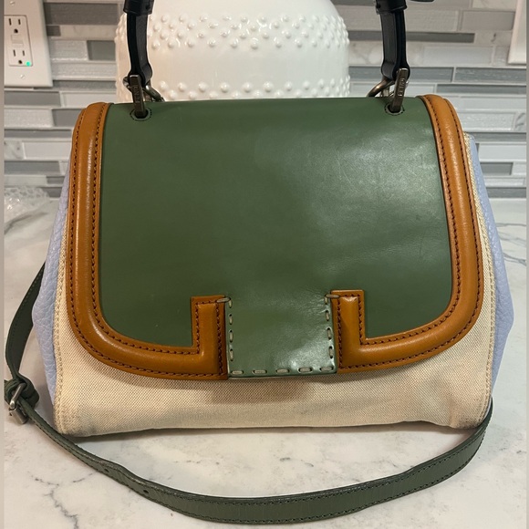 Fendi Handbags - Fendi Silvana Leather and Canvas Two way bag.